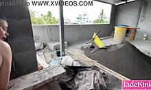 street slut bound and fucked rough outdoors on construction site by dom