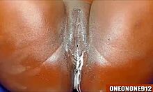 her dripping wet pussy throbs eagerly for the massive hard dildo pounding