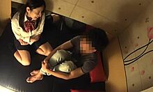 japanese busty schoolgirl gets secret oily massage on huge tits