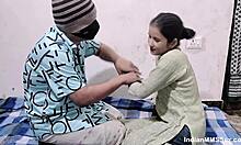 indian tuition teacher bends over skinny student rough doggystyle creampie roleplay