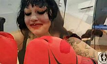 deedee love works out in fishnets then drops for juicy goth blowjob on big cock