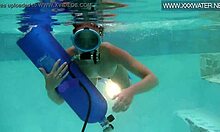 minnie manga slurps dildo underwater in bikini... god it's so hot and bubbly