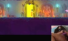 Chubby ebony gamer girl masturbates hairy pussy with dildo during dead cells game