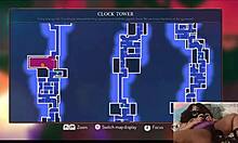 Chubby ebony gamer girl masturbates hairy pussy with dildo during dead cells game