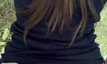 POV tourist spot flashing turns into bent over public teen doggystyle pounding