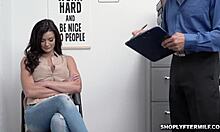 Shoplifter Becky Bandini Moans as Tongue Dives Deep in Her Wet Pussy