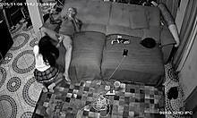 Security Cam Catches STEPDAUGHTER Sucking STEPDAD While He Chats With WIFE