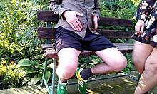 CURVY STEPMOM FLASHES HUGE NATURAL TITS IN PUBLIC PARK! STEPSON CUMS HARD!