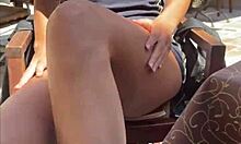 POV tourist spot flashing turns into bent over public teen doggystyle pounding