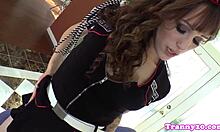 Shemale amateur spooned anal cum in mouth stockings lingerie