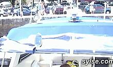 french milfs' public garage lesbian strapon trio