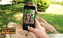 POV TIFFANY TATUM SUCKS BLONDE PETITE DICK OUTDOORS HARDCORE