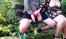 CURVY STEPMOM FLASHES HUGE NATURAL TITS IN PUBLIC PARK! STEPSON CUMS HARD!