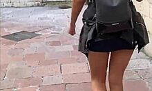 POV tourist spot flashing turns into bent over public teen doggystyle pounding