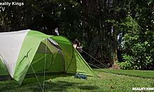 heart pounding as sexy campers cheat with wild threesome action