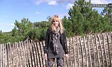 Vicky's Tight Shaved Pussy Flashes in Public Casting Interview!