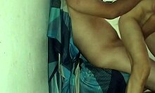 stepsister pulls panties aside and rides huge cock cowgirl bareback