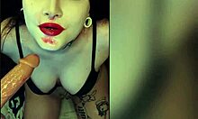 Beautiful cute blonde whispers dirty secrets while dildo fucks her tattooed pussy.