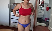 Housewife fingers fat pussy clit to screaming orgasms craving cock before work