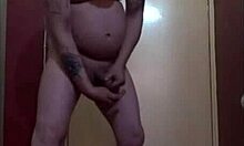 Bisexual Dude Jerks with Anal Hook Stuffed Deep Then Licks Own Cum