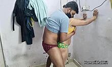 Hot Indian bhabhi in pink silk saree gets fucked hard by lover