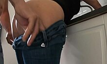 Coming home from work finds stepmom washing dishes quick kitchen doggystyle creampie