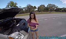 Amateur teen spunks hard for outdoor cash payout!!