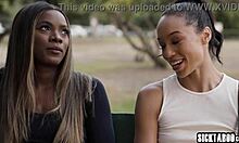 Black teen Alexis Tae gets licked hard by horny ebony MILF Ana Foxxx in intense lesbian action