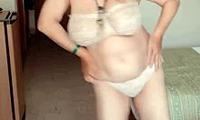 mariaold milf shakes massive tits while fingering shaved mature pussy hard