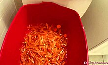 she squats over carrots in the bathroom and pees all over them for your dirty meal