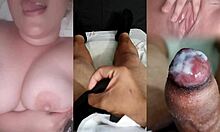 saw my ex rubbing her tight wet pussy so i jerked my small cock watching