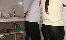 While chatting with my stepmom's friend in kitchen I end up fingering her juicy pussy till I fuck her - part 1