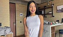 First casting turns wild 😈 rough POV pounding 18yo Latina teen bareback deepthroat doggystyle