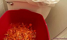 she squats over carrots in the bathroom and pees all over them for your dirty meal