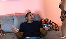 Two big ass ebony babes swap big black cocks at wild orgy party blowbang!! 🍆🍑💦