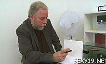 Old Teacher Pounds Young 18+ Babe's Tight Chaste Twat Hardcore Style