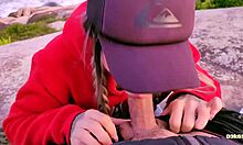 blonde cutie gives the ultimate public beach blowjob pov cumshot