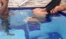 Magrinho's Monster Cock Barebacks Chubby BBW Big Ass in Pool Gaping Session