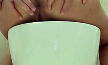 Heart pounding as asian teen takes anal deep in family bathroom squirting everywhere in ecstasy