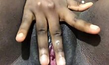 my ebony pussy lips drip during solo anal masturbation creampie