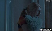 little stepsis shares vacation bed craving rough anal creampie