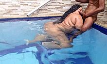 Magrinho's Monster Cock Barebacks Chubby BBW Big Ass in Pool Gaping Session