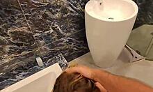 Hey slut, you ready for duo anal assfucking in glass bathroom villa? Old milf cougar deepthroats monster cock then squirts on big ass whore!