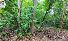 thai teen mushroom picking turns into rough outdoor pussy fuck