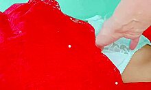 stepmom in red saree rides cock with dirty hindi whispers