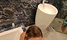 Hey slut, you ready for duo anal assfucking in glass bathroom villa? Old milf cougar deepthroats monster cock then squirts on big ass whore!