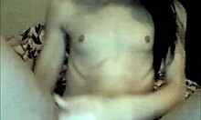 emo tranny strokes cock blasts thick load all over her belly