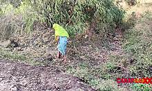 Desi Village Girl Peeing in Fields Then Bent Over Doggystyle Deepthroat Big Cock Creampie