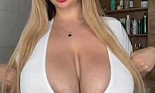 stepmom's big natural tits tempt in bathtub craving poolside monster cock