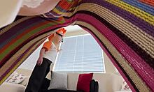 Petite Scarlett Page stretches yoga style for hardcore doggystyle cumshot